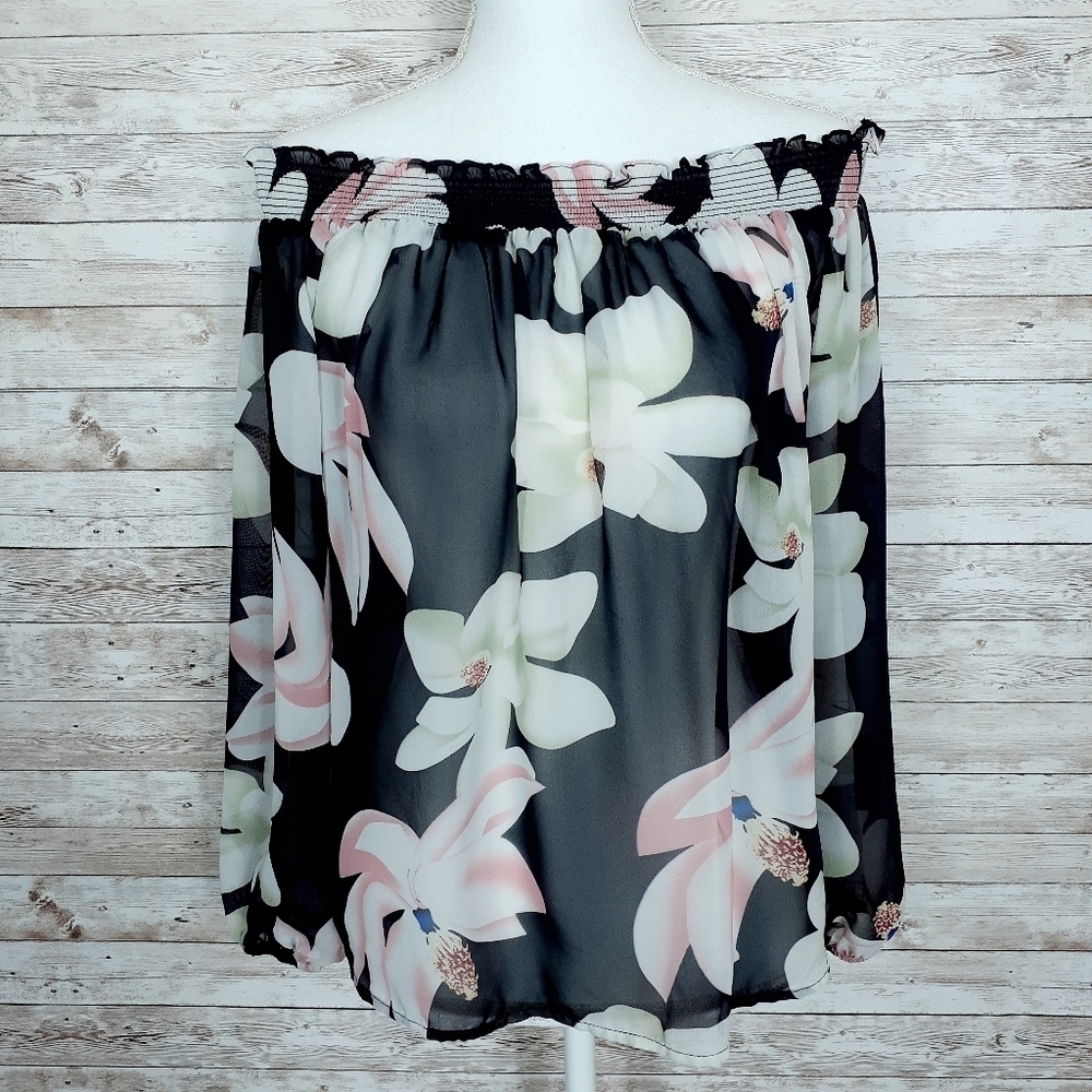 I Jeans by Buffalo Floral Off Shoulder Top M 152